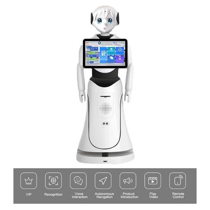 Intelligente humanoïde ontvangs telepresensie-robot SIFROBOT-5.0 hoof